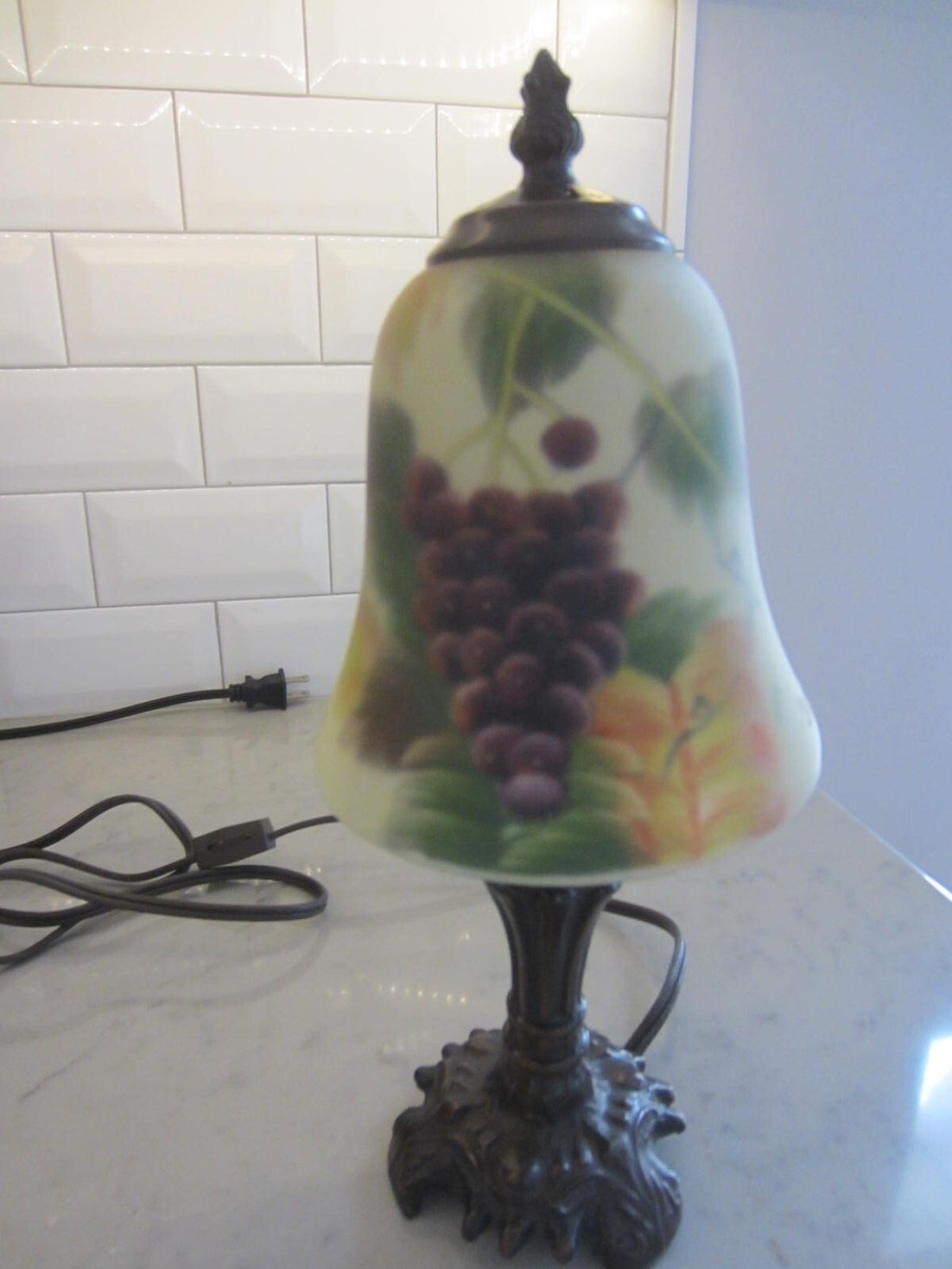 Glynda Turley Signed 2002 Reverse Painted Grapes Leaves Vines