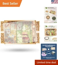 2000-Piece Rotating Puzzle Board with Drawers & Cover - Lightweight Wooden Table