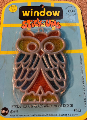 Vintage Window Stick Ums 1972 OWL  Sun Catcher  Gigi  NIP Free Ship