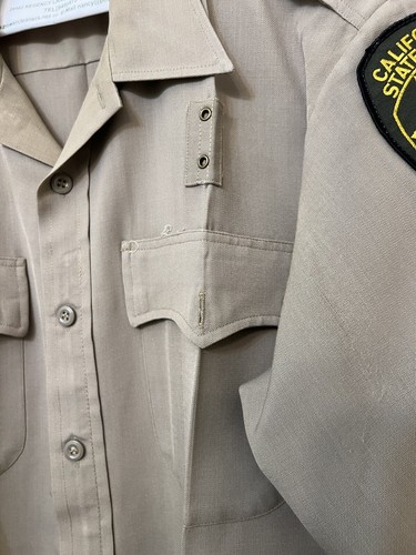 Vintage California State Police Long Sleeve Shirt Khaki Flying Cross Large - Picture 4 of 9