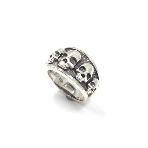 Anello da uomo in argento 925 anello teschio massiccio gioiello rocker 20,6 mm/65 - Foto 8 di 13