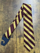 Brooks Brothers Gold And Red British Striped Fleece 100 Silk Boy's Necktie 44"