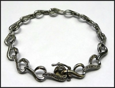 Dainty Vintage 925 Sterling Silver Linked Bracelet Signed