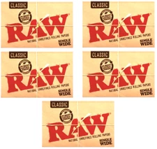 5x Raw Classic Single Wide Rolling Papers Double 100 LVS 5PK 1 Pk s USA SHIPPED