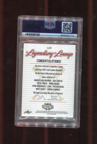 2021 LEAF LUMBER KINGS LEGENDARY LINEUP RELIC LL-07 MIKE TROUT SP/25 POP 1 PSA 9 - Picture 2 of 2