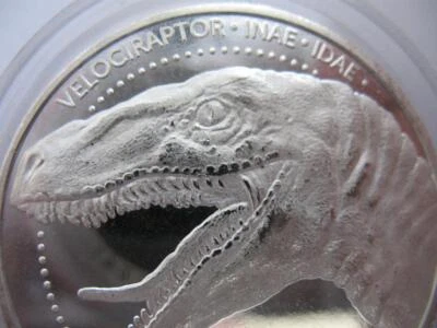 1- OZ .999 SILVER FINE DETAIL MEAT EATING VELOCIRAPTOR UP TO 20 FEET + GOLD