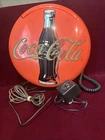Vintage 1995 Coca-Cola Blinking Disc Telephone - Retro Neon Light Up Round Phone