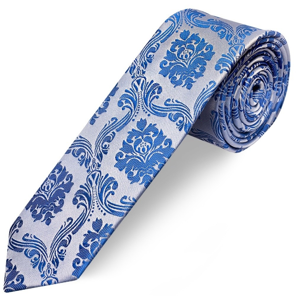 TIES R US Royal Blue Paisley Skinny Boys Tie Childrens Tie Kids Tie Wedding Tie