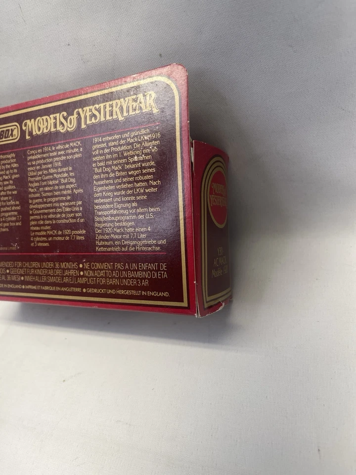 Matchbox INTL 1986 Models of Yesteryear Y30 1920 MACK GRAY Fenders AcornStorage - Image 3 of 4