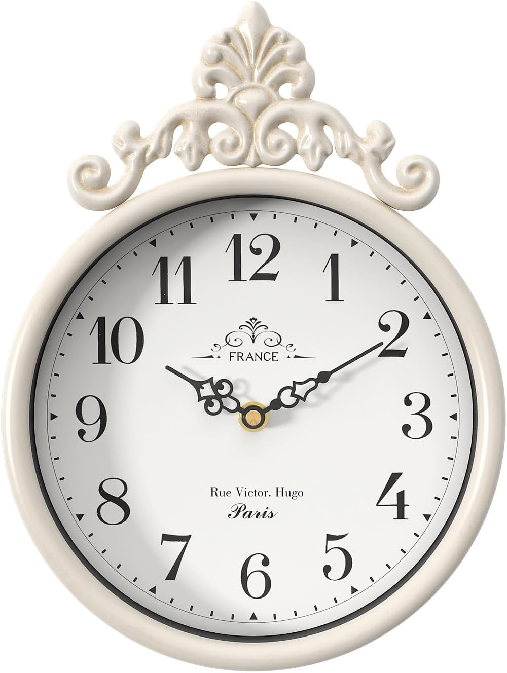 Small French Decorative Wall Clock, Ivory White | Antique Vintage Boho Style, Si
