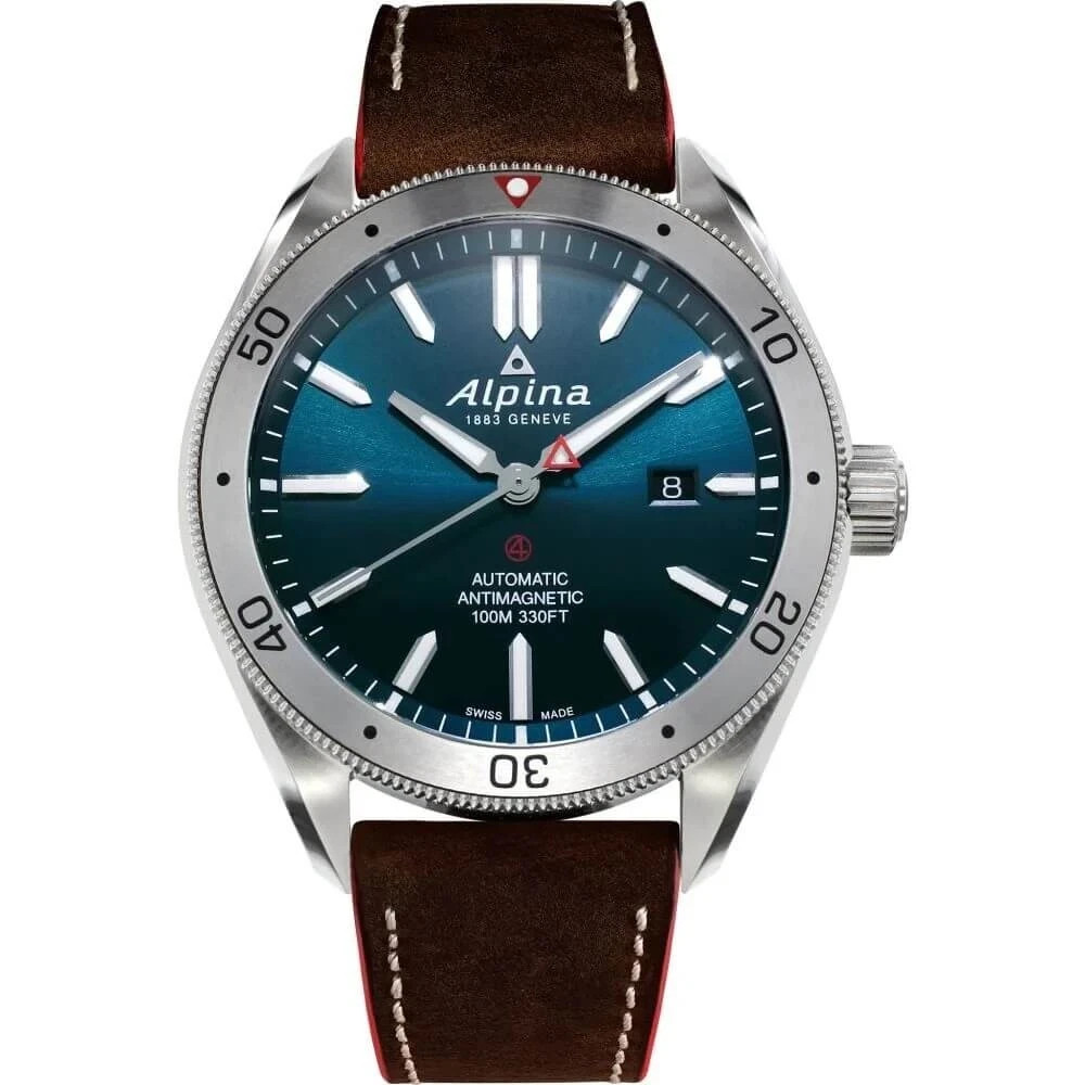 Alpina ALPINER 4 Automatic Blue Dial Brown Strap Men's Watch AL-525NS5AQ6