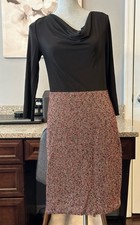 Talbots dress with side zipper tweed burgundy bottom with black top size 2