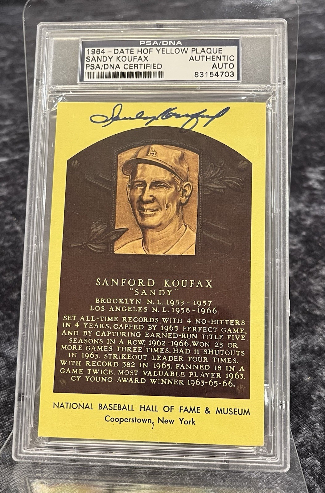 Sandy Koufax Autographed Signed 1964 HOF Postcard PSA/DNA Gorgeous !! 