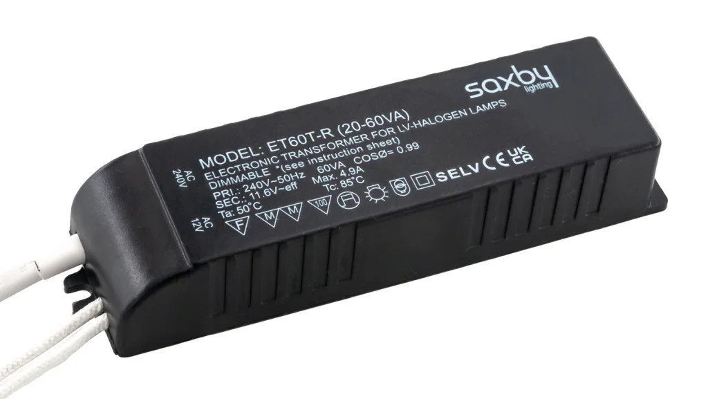 60w Transformer For Halogen Lighting Black Saxby ET60R