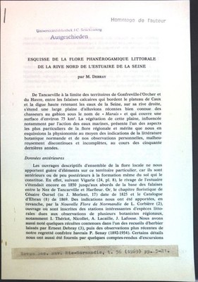 Exquisse de la flore phanérogamique littorale de la rive nord de l'estuaire de l