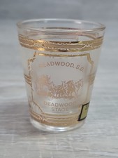 Deadwood South Dakota Culver 22K Gold Shot Glass Stage & Deadman's Hand