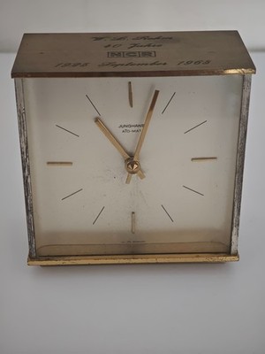 Vintage Junghans Ato-Mat Tischuhr Quartz NCR Jubiläum 1965 Designuhr funktionier