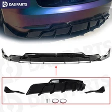 For Tesla Model 3 2017-2023 Gloss Black Rear Bumper Diffuser w/Corner Extension