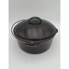 Vintage Unmarked  Wagner #8 Cast Iron Dutch Oven With Bail & Cast Iron Lid