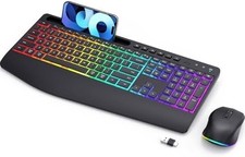 Wireless Keyboard and Mouse Combo - Dual System RGB Backlit Mouse and Keyboar...