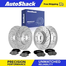 Front Rear Drilled Slotted Brake Rotors Premium Ceramic Pads for Ford Edge