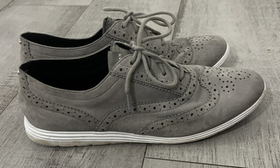 Women's Cole Haan grey suede zero grand Oxford comfort shoes Size 8.5