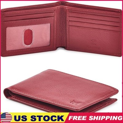 Genuine Leather Bifold Wallet RFID Blocking Travel Card Holder Gift Box New