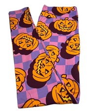 LuLaRoe Leggings TC Tall Curvy Halloween Jack Lantern PUMPKIN Fun CHECK Colorful