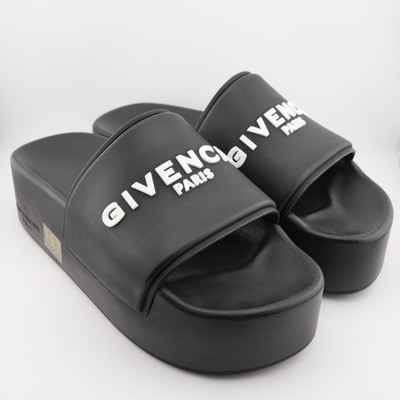 * Givenchy Black Paris Flat Platform Sandals Rubber Women 9