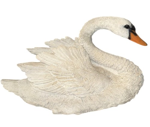 Large White Swan Figurine 20” Resin Statue Detailed Feathers Decor