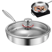 Frying Pan Titanium Alloy Pot With Lid Non Stick And Uncoated Titanium Cookware