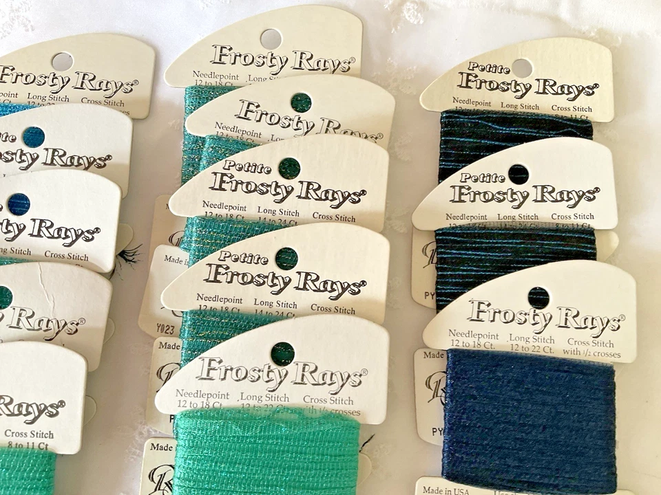 Rainbow Gallery Thread Frosty Rays Petite and Lot of 13 Metallic Assorted Blues - Image 3 of 4