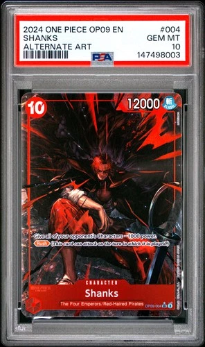 2024 ONE PIECE OP09-EMPERORS IN THE NEW WORLD ALTERNATE ART #004 SHANKS PSA 10