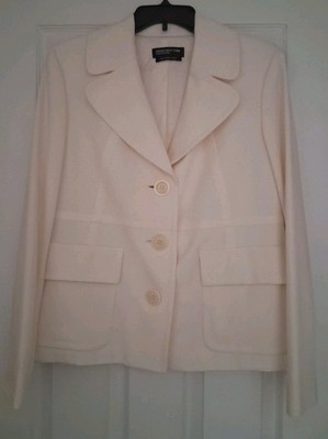 Jones New York Womens Blazer Size Small/Medium Ivory Three Buttons Front Pockets