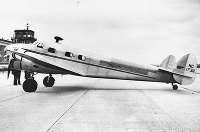 Lockheed Electra 10E plane on the ground circa 1936 1930s Old Photo