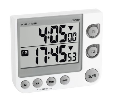 TFA Dostmann Digital Dual Timer, 38.2025, longer timing, dual display for simult