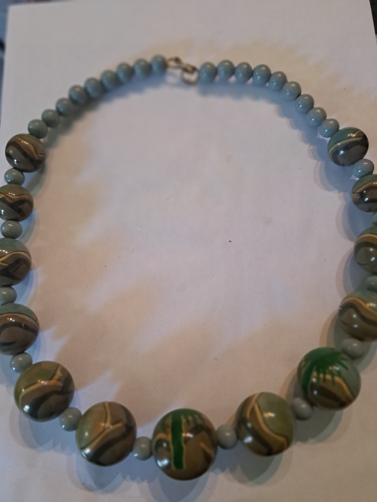 Green/Yellow/Brown  Marbled Statement Necklace Ac… - image 3