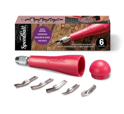 4131 Linoleum Cutter   5 Assorted Lino Cutters Includes Plastic Storage Handl...