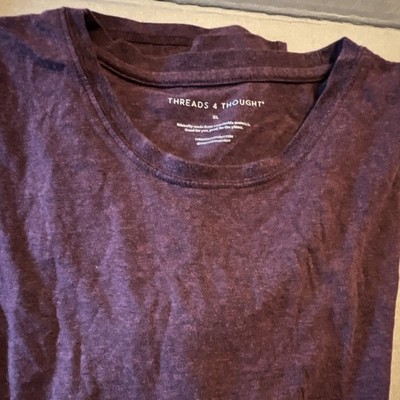 Threads 4 Thought Men s XL Regular Purple Solid Crew Neck Knit T-Shirt