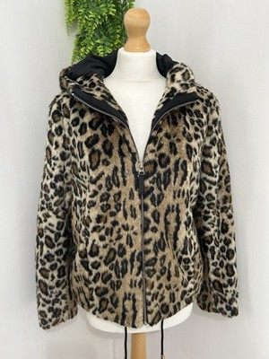 Marks and Spencer Uk 12 Per Una faux fur hooded jacket Leopard