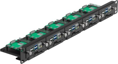 UCTRONICS 19'' 1U Rackmount for Raspberry 5 Rpis and 2.5'' SSDs, Black 