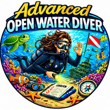 Advanced OW Diver Sticker Decal Scuba 1.5" WaterBottle Logbook Laptop Auto Truck
