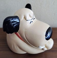 Tirelire Kenken en céramique pour chien beige et noir fente pour pièces banda...