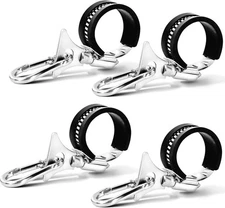 4 Pack Flagpole Clamp and Clip Kit to Hold Flag with Carabiner and Silicone Anti