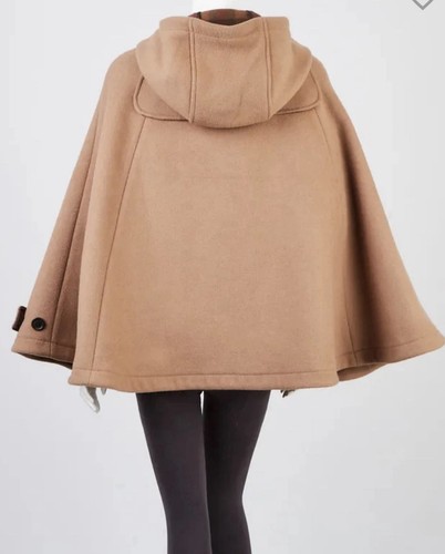 Prada Wool Cape Beige Peacoat Hooded Women Size 42 / M-L+ Hanger & Shopping Bag - Picture 2 of 23