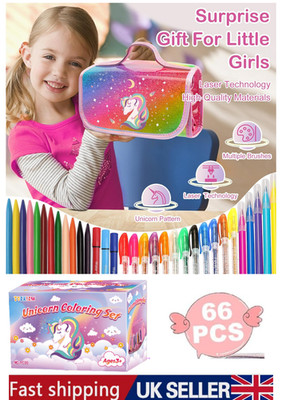Mädchen Kunst Tragetasche Buntstifte Marker 66 Teile Zeichenset, Kinder WEIHNACHTSGESCHENK