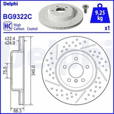 2x Bremsscheibe DELPHI BG9322C f�r BMW 3er Touring F31 4er F36 Turismo F34 F30