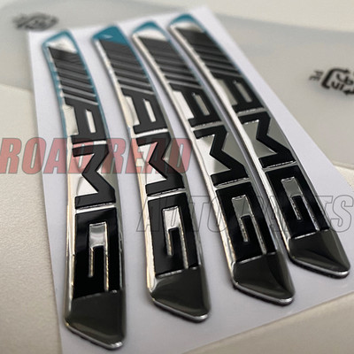 4Pcs Chrome Black Sticker Decal For AMG Wheels Rim Emblem Badge Sport ...