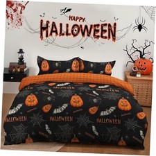Halloween Duvet Cover Set Size Cobweb Bat Bedding Sets, Fall Pumpkin King Black