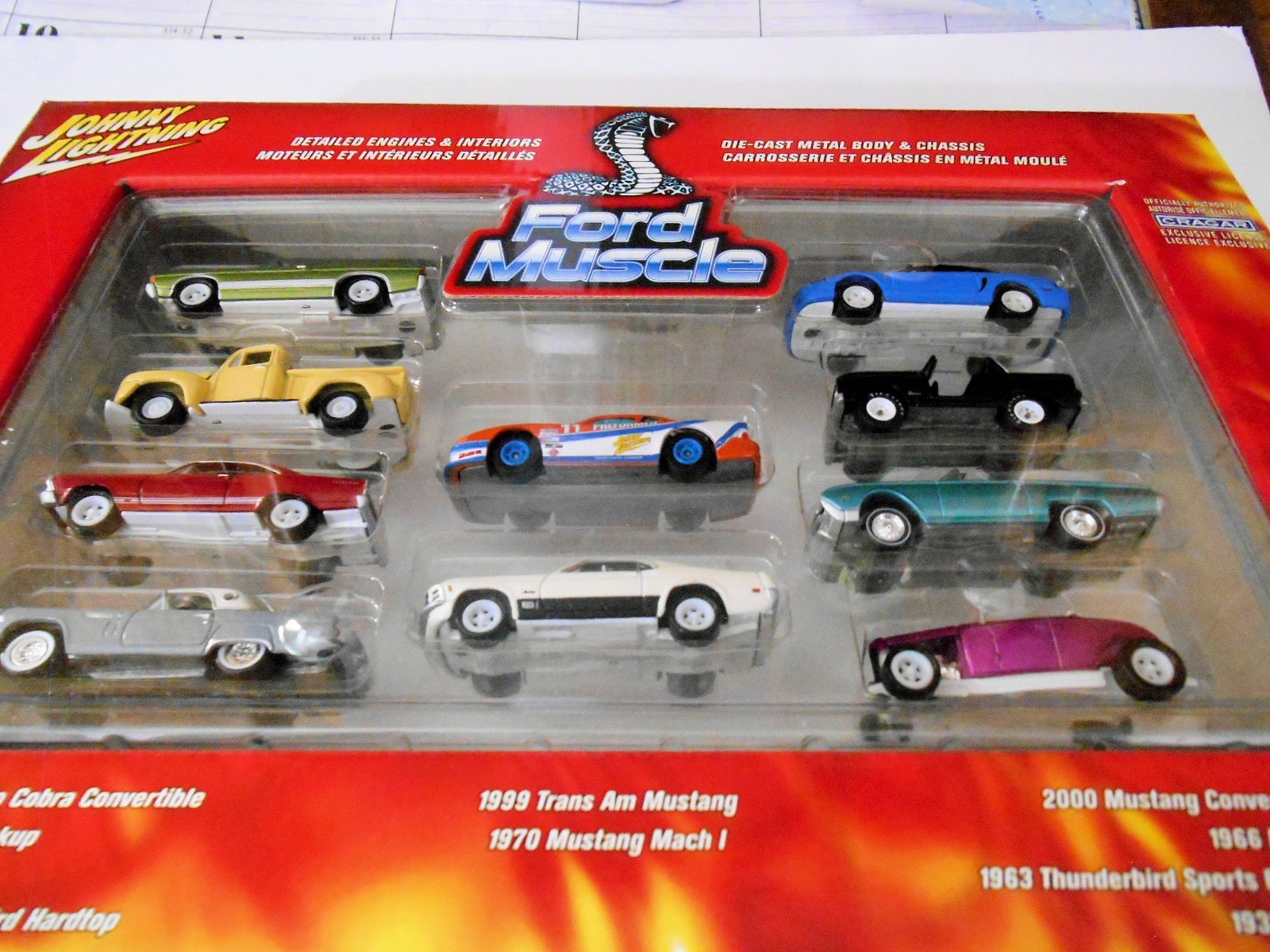 RARE FORD MUSCLE 10 CAR BOX SET WITH 6 JOHNNY WHITE LIGHTNING CHASE ...